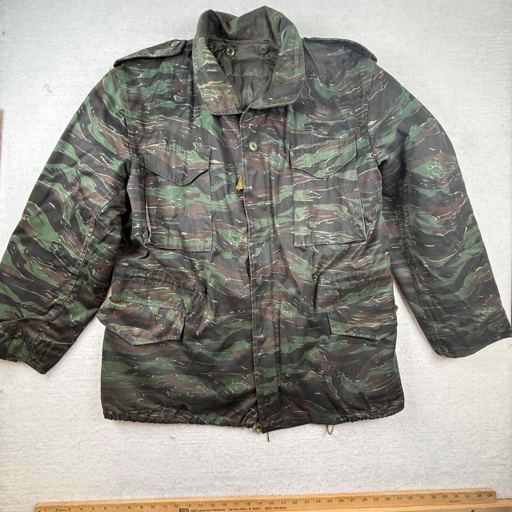 Tiger Stripe Camo Field Jacket M65 Style Coat Quilted Liner Large tactical